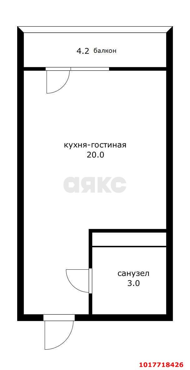 Фото №2: Студия <span class="whitespace-nowrap">26 м²</span>, <span class="whitespace-nowrap">17/19 эт.</span> - Краснодар, Прикубанский внутригородской округ, жилой комплекс Времена Года-2, мкр. имени Петра Метальникова, ул. Петра Метальникова, 26
