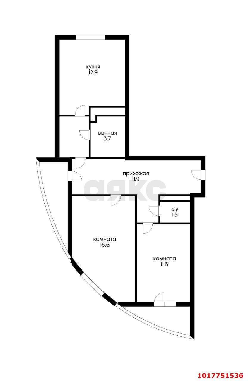 Фото №2: 2-комнатная квартира <span class="whitespace-nowrap">65 м²</span>, <span class="whitespace-nowrap">11/17 эт.</span> - Краснодар, Карасунский внутригородской округ, мкр. Почтовый, пр-кт имени писателя Знаменского, 9к3