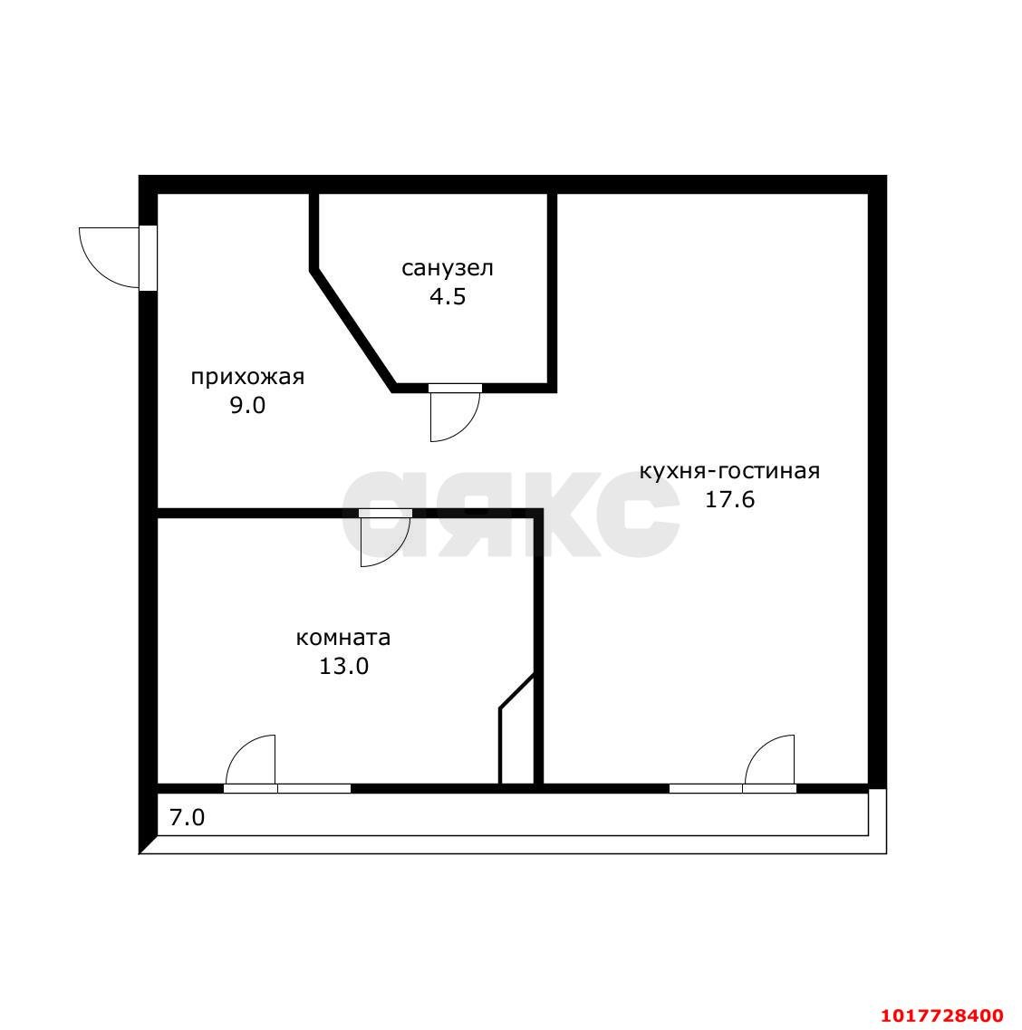 Фото №8: 1-комнатная квартира <span class="whitespace-nowrap">45 м²</span>, <span class="whitespace-nowrap">3/9 эт.</span> - Краснодар, Прикубанский внутригородской округ, мкр. Музыкальный, ул. имени Мусоргского М.П., 11