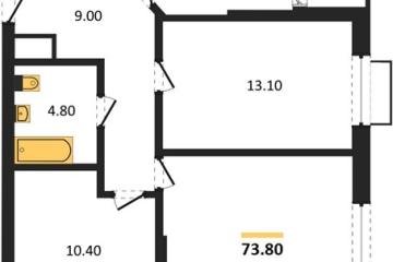 Фото №1: 3-комнатная квартира <span class="whitespace-nowrap">73 м²</span>, <span class="whitespace-nowrap">15/16 эт.</span> - Яблоновский, мкр. ЖК Мегасити,