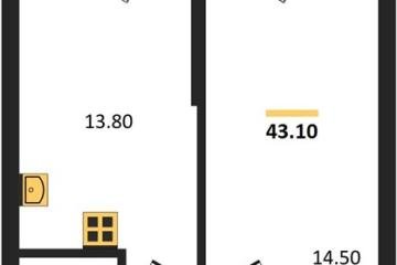 Фото №1: 1-комнатная квартира <span class="whitespace-nowrap">43 м²</span>, <span class="whitespace-nowrap">16/16 эт.</span> - Яблоновский, мкр. ЖК Мегасити,