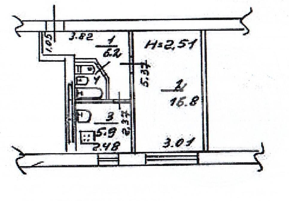 Фото №8: 1-комнатная квартира <span class="whitespace-nowrap">31 м²</span>, <span class="whitespace-nowrap">2/5 эт.</span> - Мариуполь, р. Жовтневый, пр-кт Ленина, 66/39