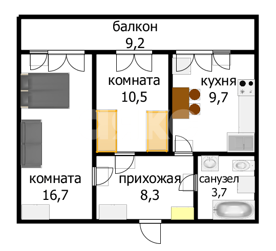 Фото №22: 2-комнатная квартира <span class="whitespace-nowrap">48 м²</span>, <span class="whitespace-nowrap">3/5 эт.</span> - Супсех, ул. Горького, 7А