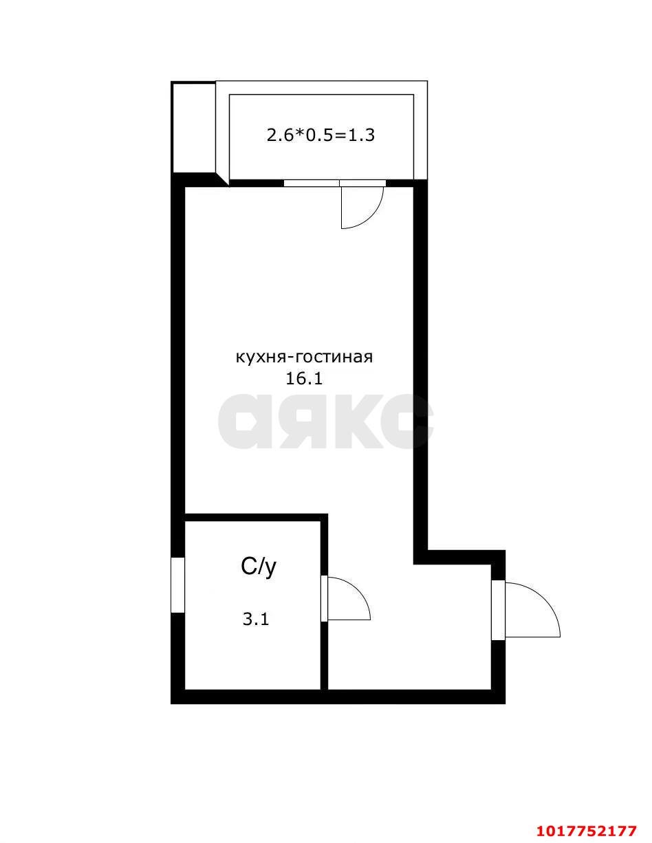 Фото №3: Студия <span class="whitespace-nowrap">20 м²</span>, <span class="whitespace-nowrap">7/7 эт.</span> - Краснодар, Прикубанский внутригородской округ, жилой комплекс Европа-Сити, мкр. жилой комплекс Европа Клубный Квартал 6, ул. Карпатская, 11