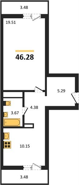 Фото №1: 1-комнатная квартира <span class="whitespace-nowrap">46 м²</span>, <span class="whitespace-nowrap">11/12 эт.</span> - Майкоп, ул. Михайлова, 7