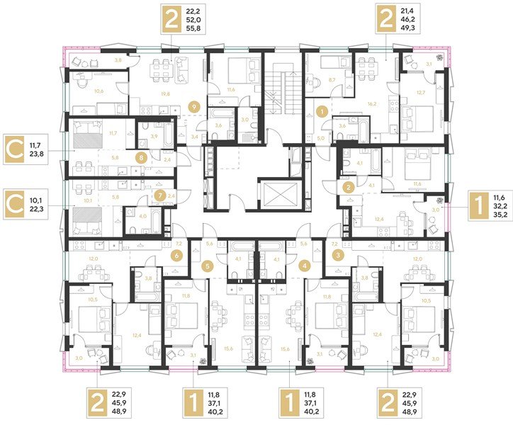 Фото №8: 1-комнатная квартира <span class="whitespace-nowrap">35 м²</span>, <span class="whitespace-nowrap">2/9 эт.</span> - Краснодар, мкр. Прикубанский внутригородской округ
