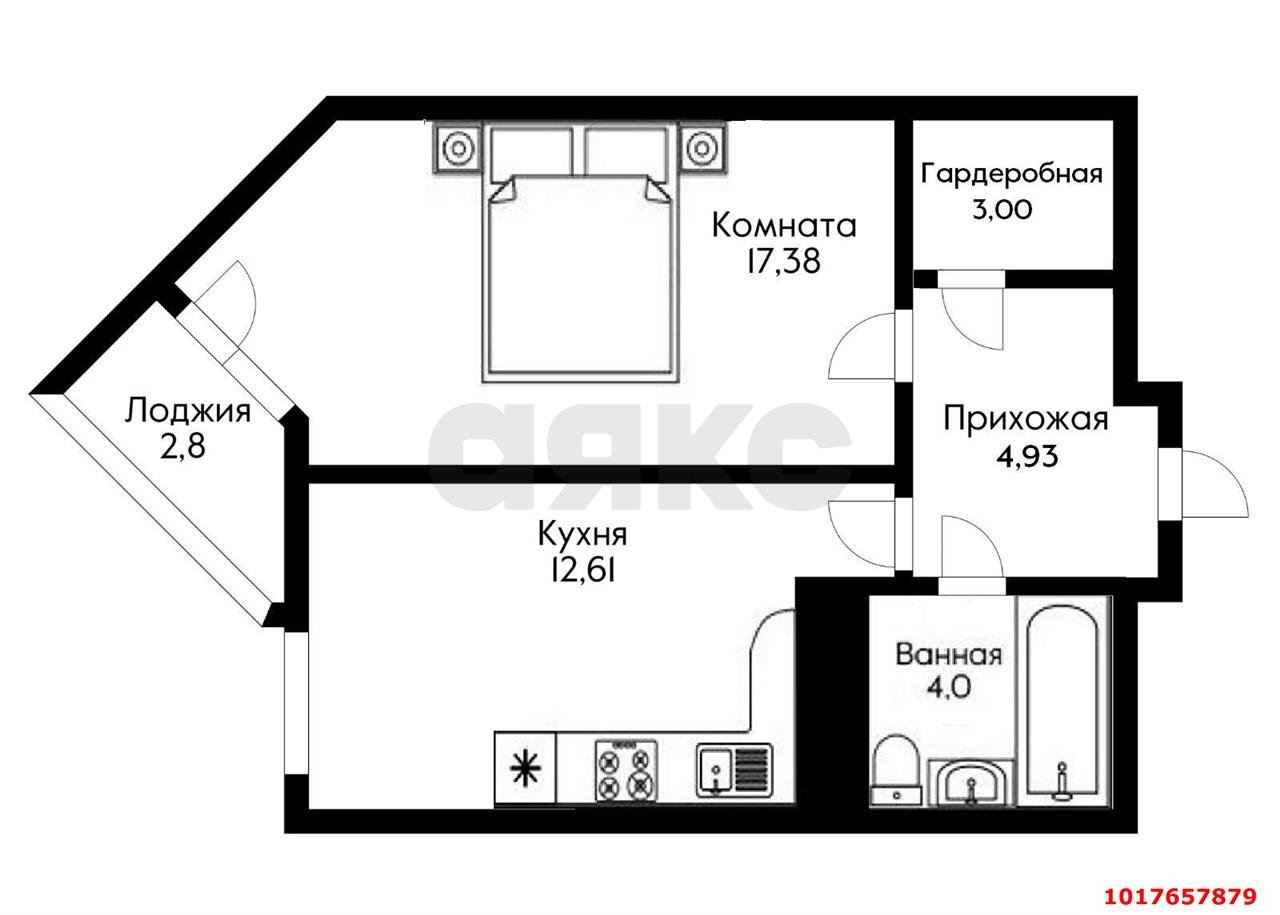 Фото №15: 1-комнатная квартира <span class="whitespace-nowrap">46 м²</span>, <span class="whitespace-nowrap">3/25 эт.</span> - Краснодар, Карасунский внутригородской округ, ж/м Пашковский, ул. Леонида Лаврова, 4