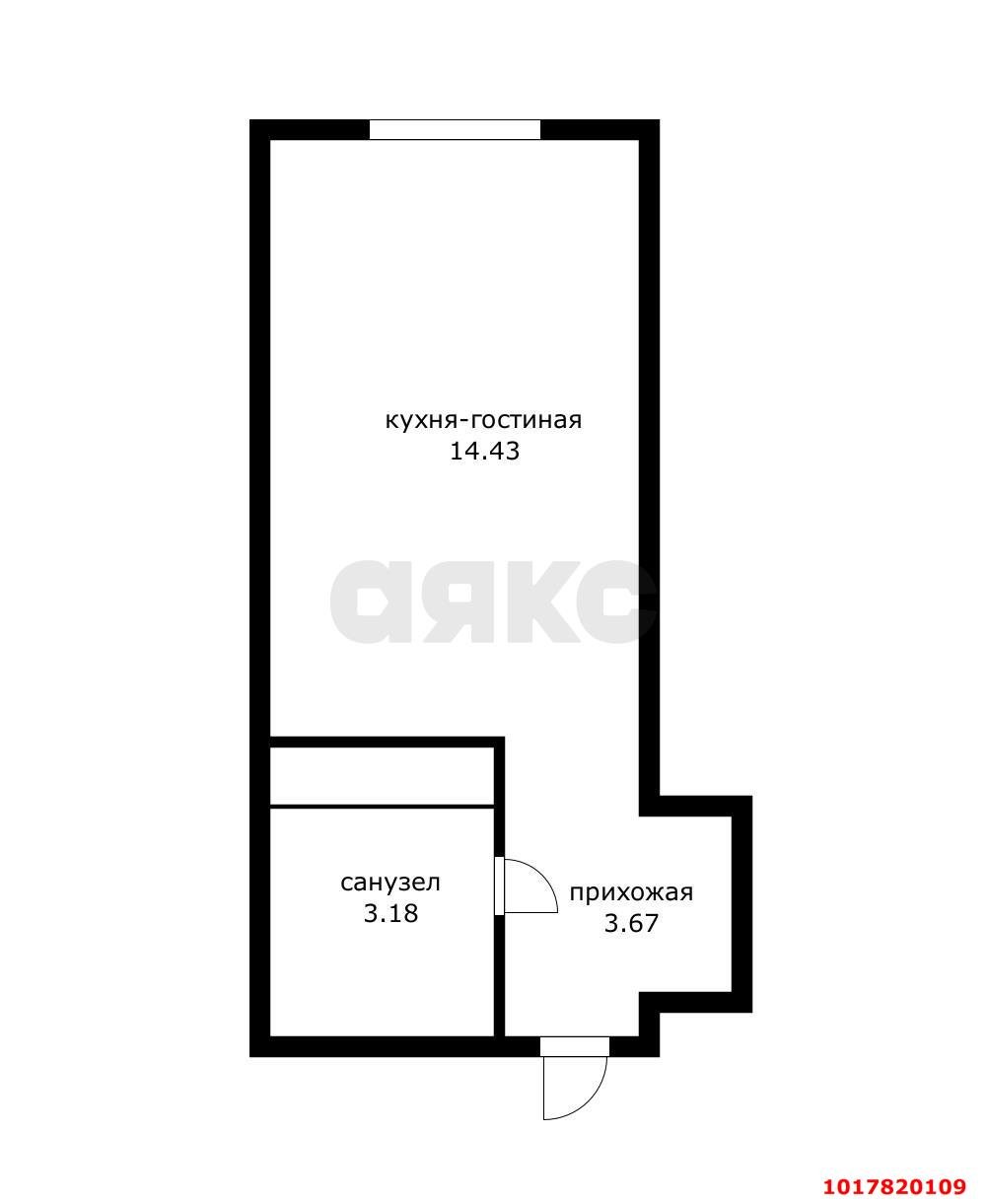Фото №13: Студия <span class="whitespace-nowrap">21 м²</span>, <span class="whitespace-nowrap">3/24 эт.</span> - Краснодар, Карасунский внутригородской округ, жилой комплекс Гарантия, мкр. Камвольно-суконный Комбинат, ул. Дежнёва, 29/3