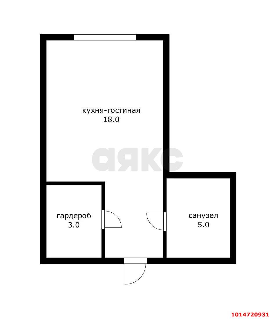 Фото №11: Студия <span class="whitespace-nowrap">26 м²</span>, <span class="whitespace-nowrap">2/4 эт.</span> - Яблоновский, пер. 2-й Первомайский, 7
