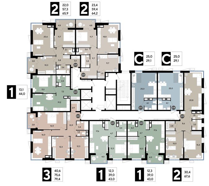 Фото №9: 1-комнатная квартира <span class="whitespace-nowrap">44 м²</span>, <span class="whitespace-nowrap">18/18 эт.</span> - Краснодар, Прикубанский внутригородской округ, мкр. Парк Победы