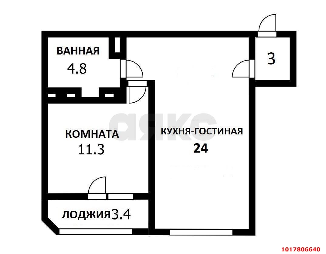 Фото №4: 1-комнатная квартира <span class="whitespace-nowrap">45 м²</span>, <span class="whitespace-nowrap">2/22 эт.</span> - Краснодар, Карасунский внутригородской округ, мкр. Почтовый, ул. имени Валерия Гассия, 3
