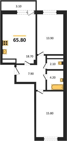 Фото №1: 2-комнатная квартира <span class="whitespace-nowrap">65 м²</span>, <span class="whitespace-nowrap">3/5 эт.</span> - Краснодар, Прикубанский внутригородской округ, мкр. Фестивальный