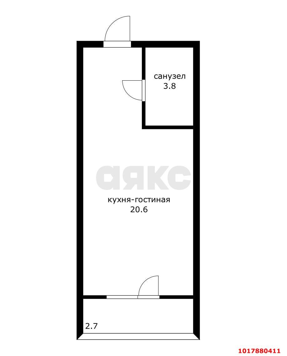 Фото №10: Студия <span class="whitespace-nowrap">27 м²</span>, <span class="whitespace-nowrap">4/6 эт.</span> - Ленина, мкр. Карасунский внутригородской округ, ул. Радужная, 15Б