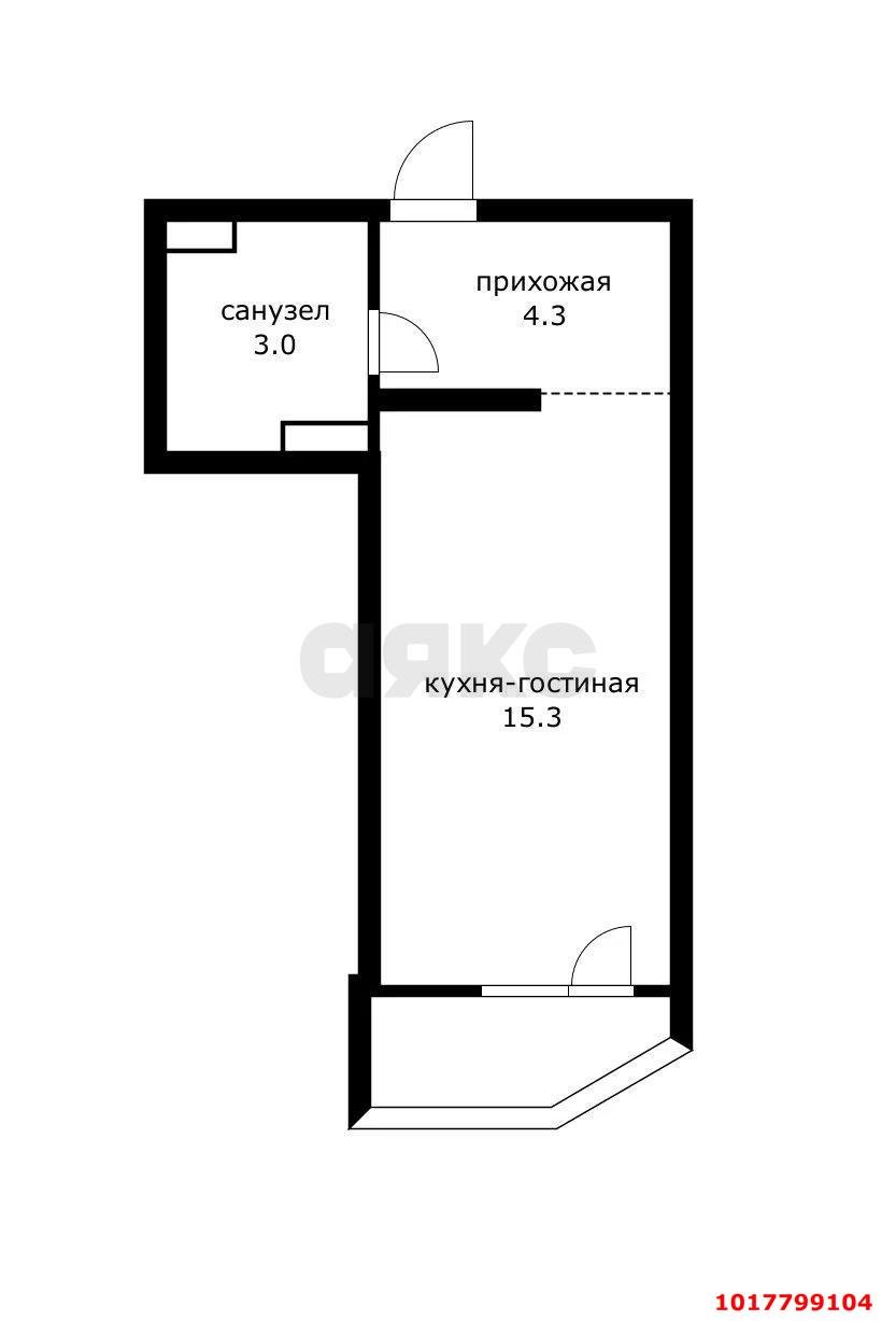 Фото №9: Студия <span class="whitespace-nowrap">23 м²</span>, <span class="whitespace-nowrap">7/16 эт.</span> - Краснодар, Прикубанский внутригородской округ, Россинского, мкр. жилой комплекс Видный, ул. Командорская, 3к2