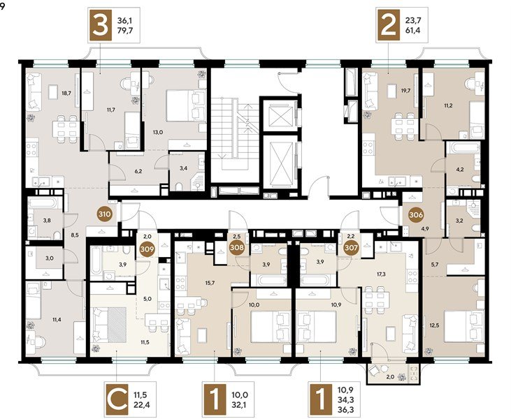 Фото №8: 2-комнатная квартира <span class="whitespace-nowrap">61 м²</span>, <span class="whitespace-nowrap">3/18 эт.</span> - Краснодар, мкр. Прикубанский внутригородской округ