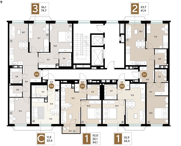 Фото №8: 3-комнатная квартира <span class="whitespace-nowrap">79 м²</span>, <span class="whitespace-nowrap">4/18 эт.</span> - Краснодар, мкр. Прикубанский внутригородской округ