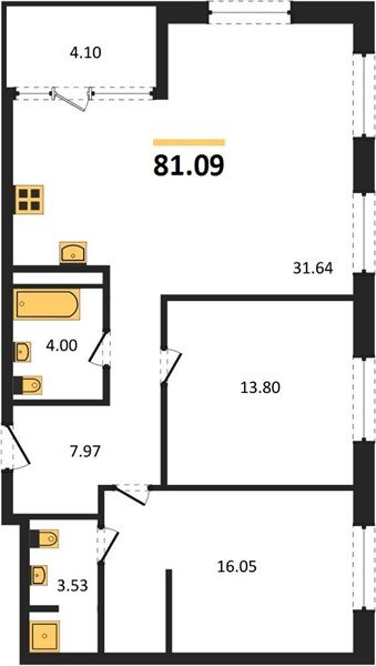 Фото №1: 2-комнатная квартира <span class="whitespace-nowrap">81 м²</span>, <span class="whitespace-nowrap">14/18 эт.</span> - Краснодар, Карасунский внутригородской округ, Хлопчато-бумажный Комбинат, мкр. жилой квартал Патрики