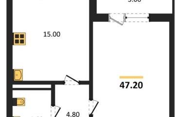 Фото №1: 1-комнатная квартира <span class="whitespace-nowrap">47 м²</span>, <span class="whitespace-nowrap">4/21 эт.</span> - Краснодар, мкр. Черёмушки, 