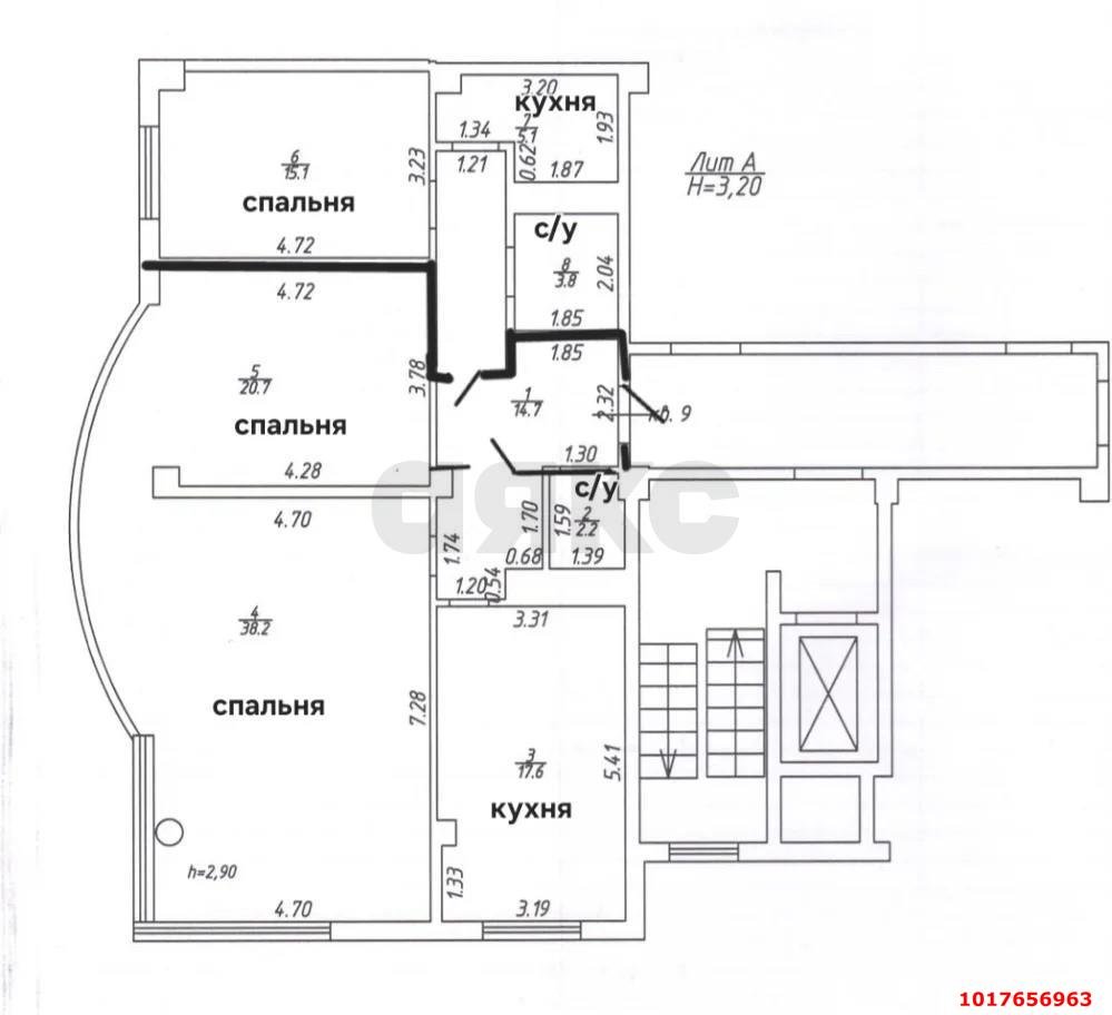 Фото №20: 3-комнатная квартира <span class="whitespace-nowrap">117 м²</span>, <span class="whitespace-nowrap">4/7 эт.</span> - Краснодар, Карасунский внутригородской округ, мкр. Хлопчато-бумажный Комбинат, ул. Дунайская, 44А