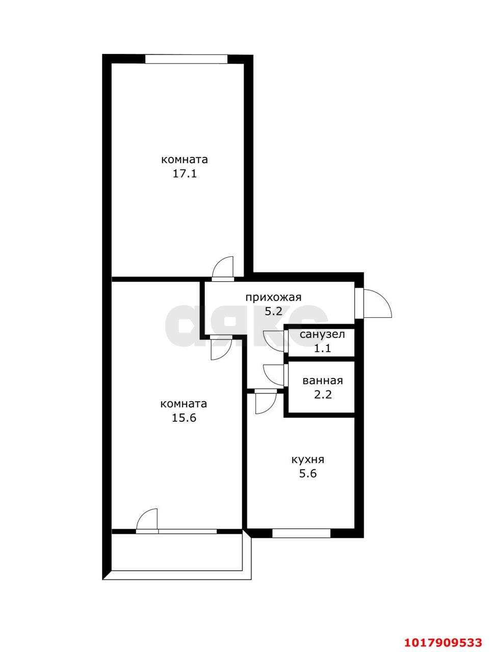 Фото №12: 2-комнатная квартира <span class="whitespace-nowrap">46 м²</span>, <span class="whitespace-nowrap">3/5 эт.</span> - Берёзовый, Прикубанский внутригородской округ, п. Прогресс, ул. Археолога Анфимова, 19