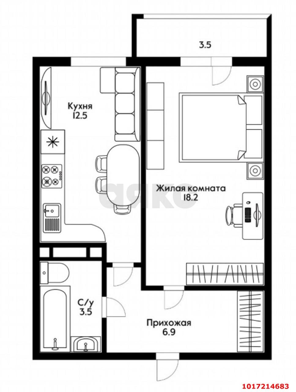 Фото №12: 1-комнатная квартира <span class="whitespace-nowrap">41 м²</span>, <span class="whitespace-nowrap">5/12 эт.</span> - Краснодар, Прикубанский внутригородской округ, Фестивальный, мкр. Отделение № 1 совхоза Солнечный, ул. Ковалёва, 5