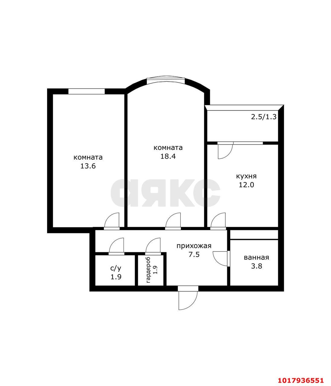 Фото №5: 2-комнатная квартира <span class="whitespace-nowrap">65 м²</span>, <span class="whitespace-nowrap">2/16 эт.</span> - Краснодар, Центральный внутригородской округ, мкр. Школьный, ул. 9 Мая, 48/1к1