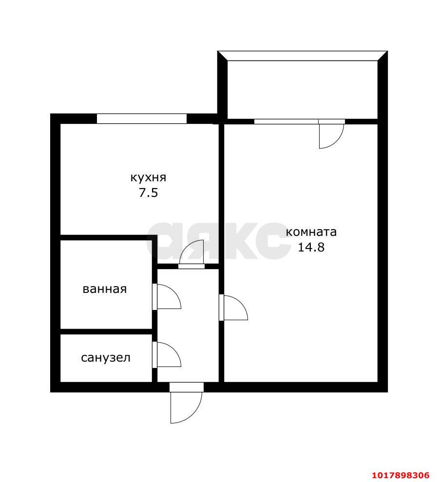 Фото №7: 1-комнатная квартира <span class="whitespace-nowrap">30 м²</span>, <span class="whitespace-nowrap">4/9 эт.</span> - Краснодар, Прикубанский внутригородской округ, мкр. Фестивальный, ул. имени Тургенева, 179