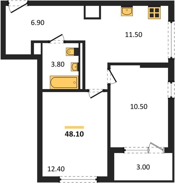 Фото №1: 2-комнатная квартира <span class="whitespace-nowrap">48 м²</span>, <span class="whitespace-nowrap">4/9 эт.</span> - Краснодар, мкр. Прикубанский внутригородской округ