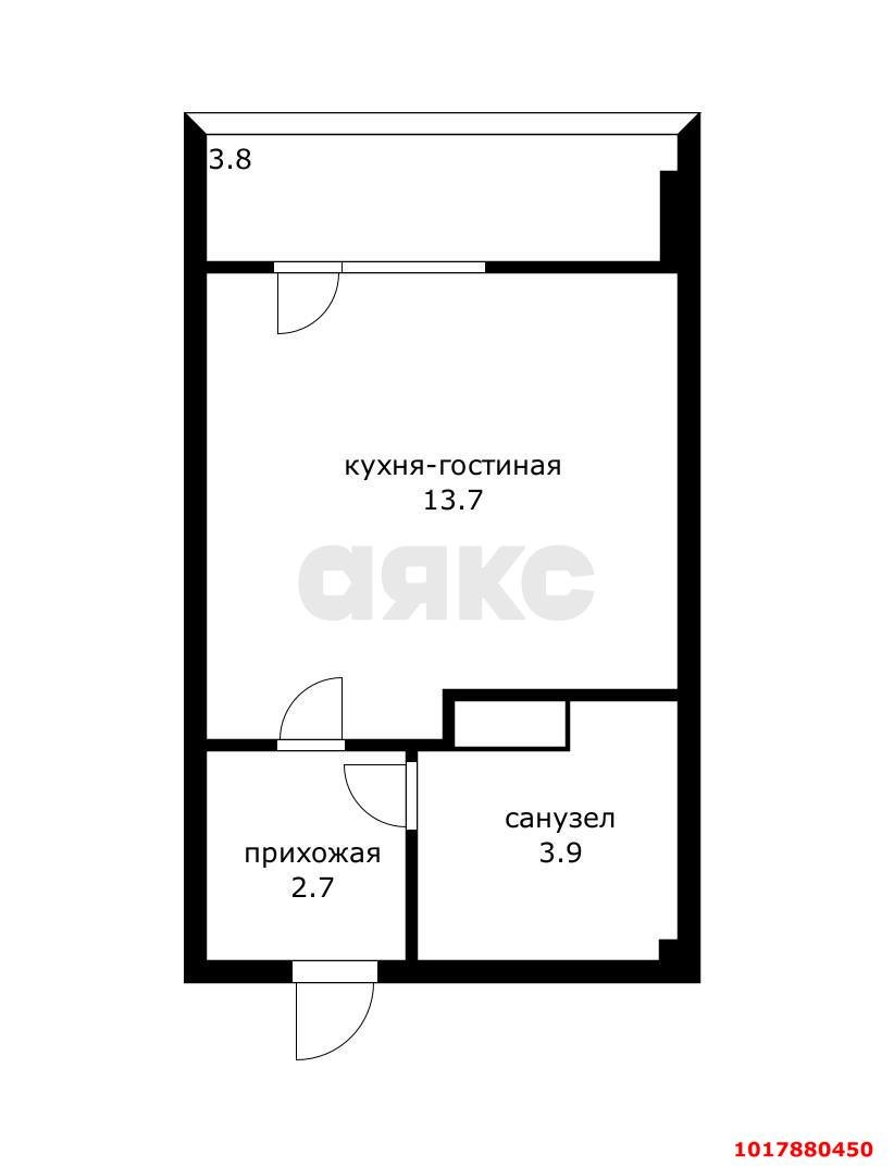 Фото №6: Студия <span class="whitespace-nowrap">24 м²</span>, <span class="whitespace-nowrap">7/16 эт.</span> - Краснодар, Прикубанский внутригородской округ, мкр. жилой комплекс Самолёт-5, ул. Ивана Беличенко, 101