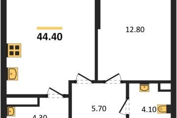 Фото №1: 1-комнатная квартира <span class="whitespace-nowrap">44 м²</span>, <span class="whitespace-nowrap">3/19 эт.</span> - Краснодар, мкр. Догма Парк,