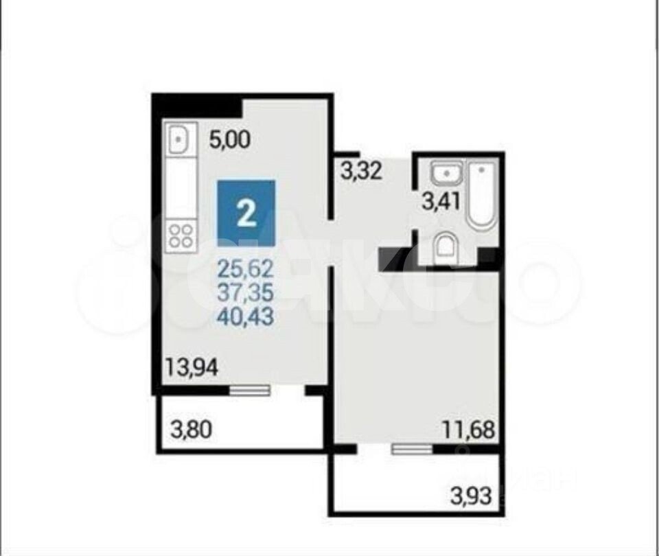 Фото №7: 2-комнатная квартира <span class="whitespace-nowrap">42 м²</span>, <span class="whitespace-nowrap">3/17 эт.</span> - Анапа, Горгиппия, мкр. ЖК Горгиппия Морская, ул. Ленина, 237
