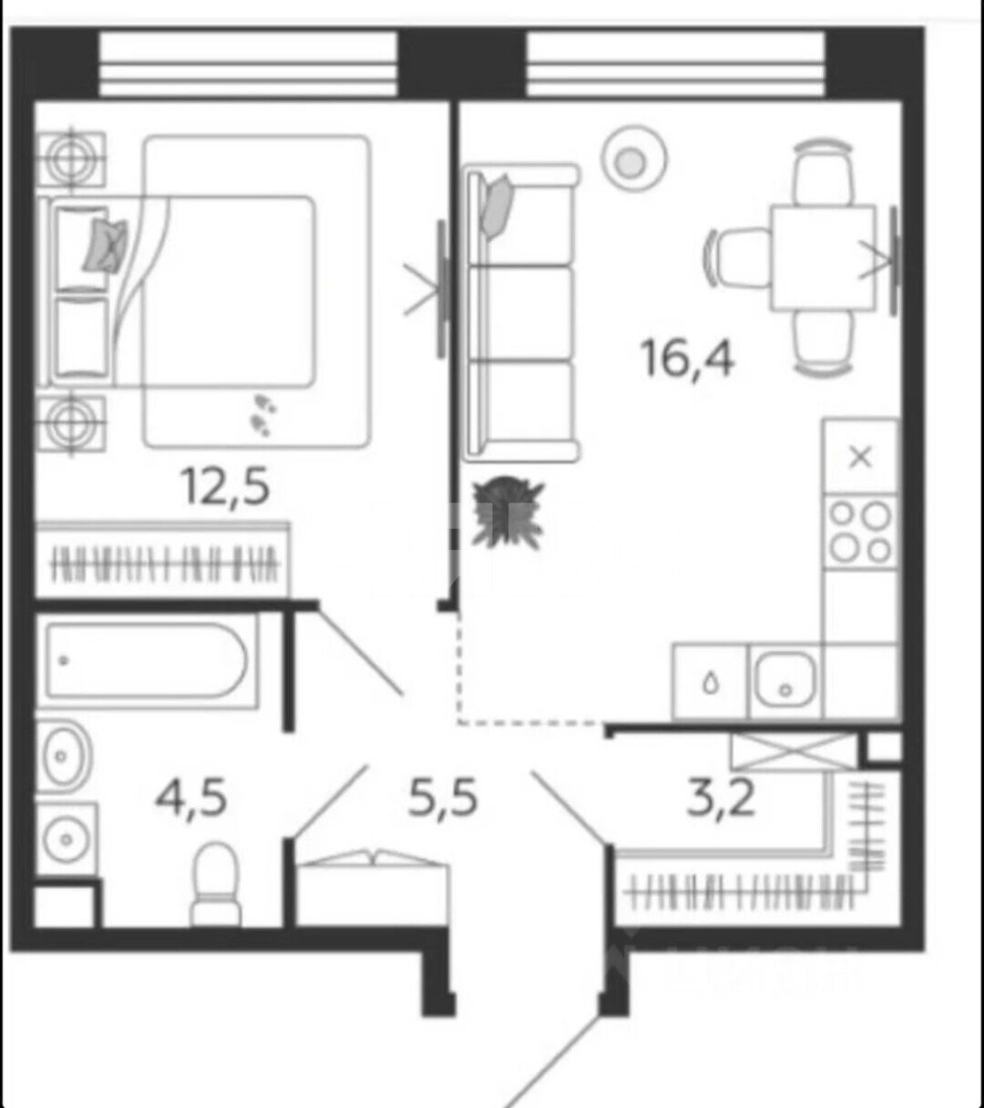 Фото №7: 1-комнатная квартира <span class="whitespace-nowrap">42 м²</span>, <span class="whitespace-nowrap">12/12 эт.</span> - Москва, Даниловский, мкр. 2-я очередь, ул. Петра Кончаловского, 7к1