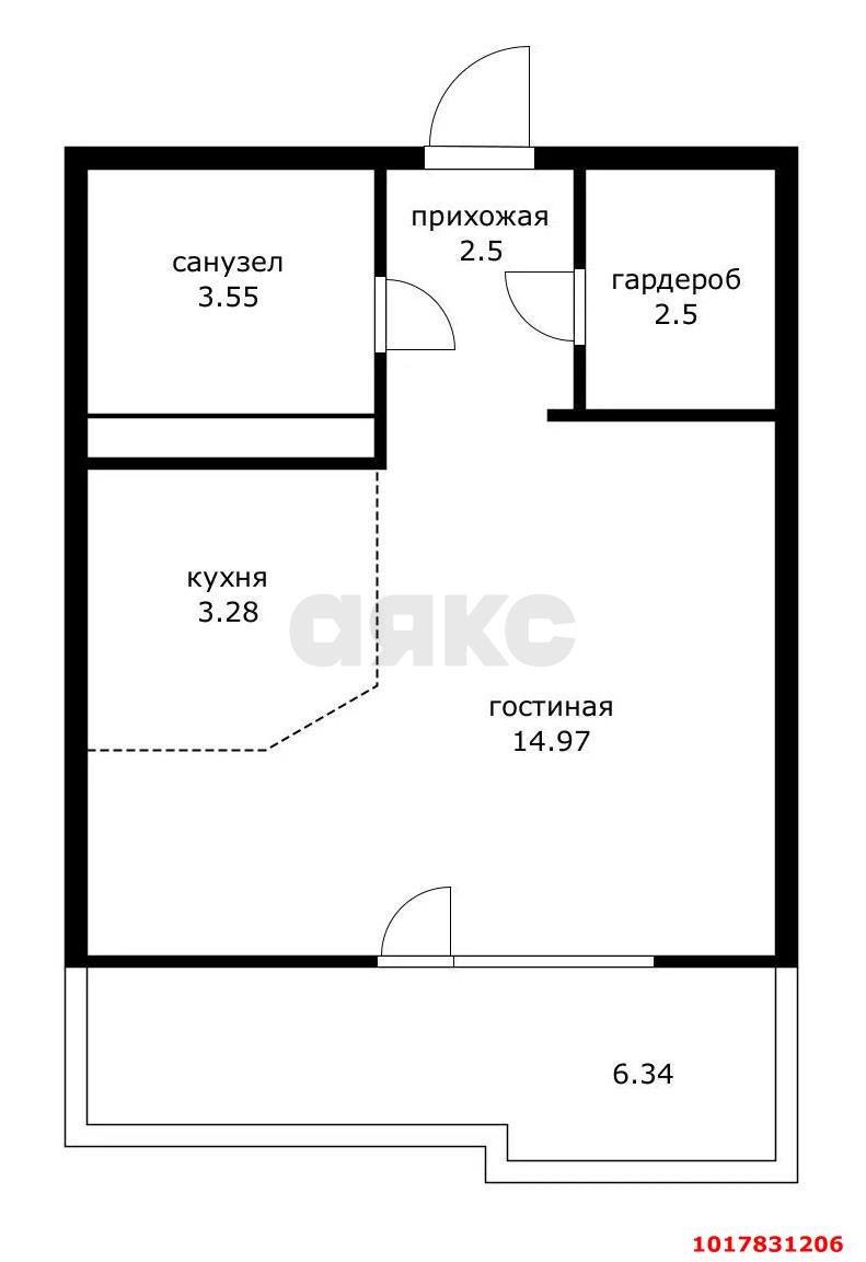 Фото №6: Студия <span class="whitespace-nowrap">33 м²</span>, <span class="whitespace-nowrap">5/16 эт.</span> - Краснодар, Центральный внутригородской округ, Табачная Фабрика, мкр. ЖК Все Свои Вип, ул. Колхозная, 5/1