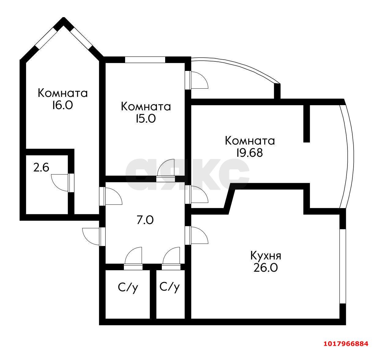 Фото №18: 3-комнатная квартира <span class="whitespace-nowrap">88 м²</span>, <span class="whitespace-nowrap">6/18 эт.</span> - Краснодар, Прикубанский внутригородской округ, Фестивальный, Солнечный, мкр. ЖК Екатеринодар, пр-кт Константина Образцова, 6/3