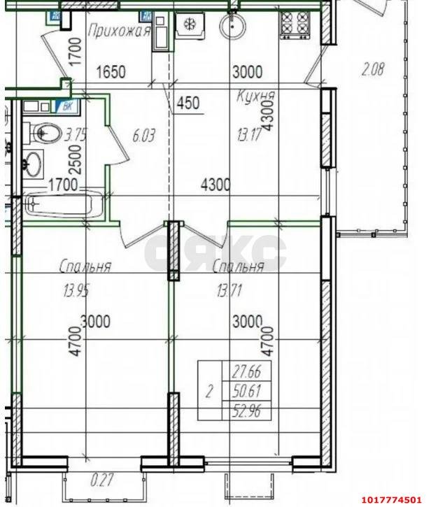 Фото №9: 2-комнатная квартира <span class="whitespace-nowrap">52 м²</span>, <span class="whitespace-nowrap">7/9 эт.</span> - Краснодар, Прикубанский внутригородской округ, жилой комплекс Европа-Сити, мкр. жилой комплекс Европа Клубный Квартал 9, ул. Венецианская, 16