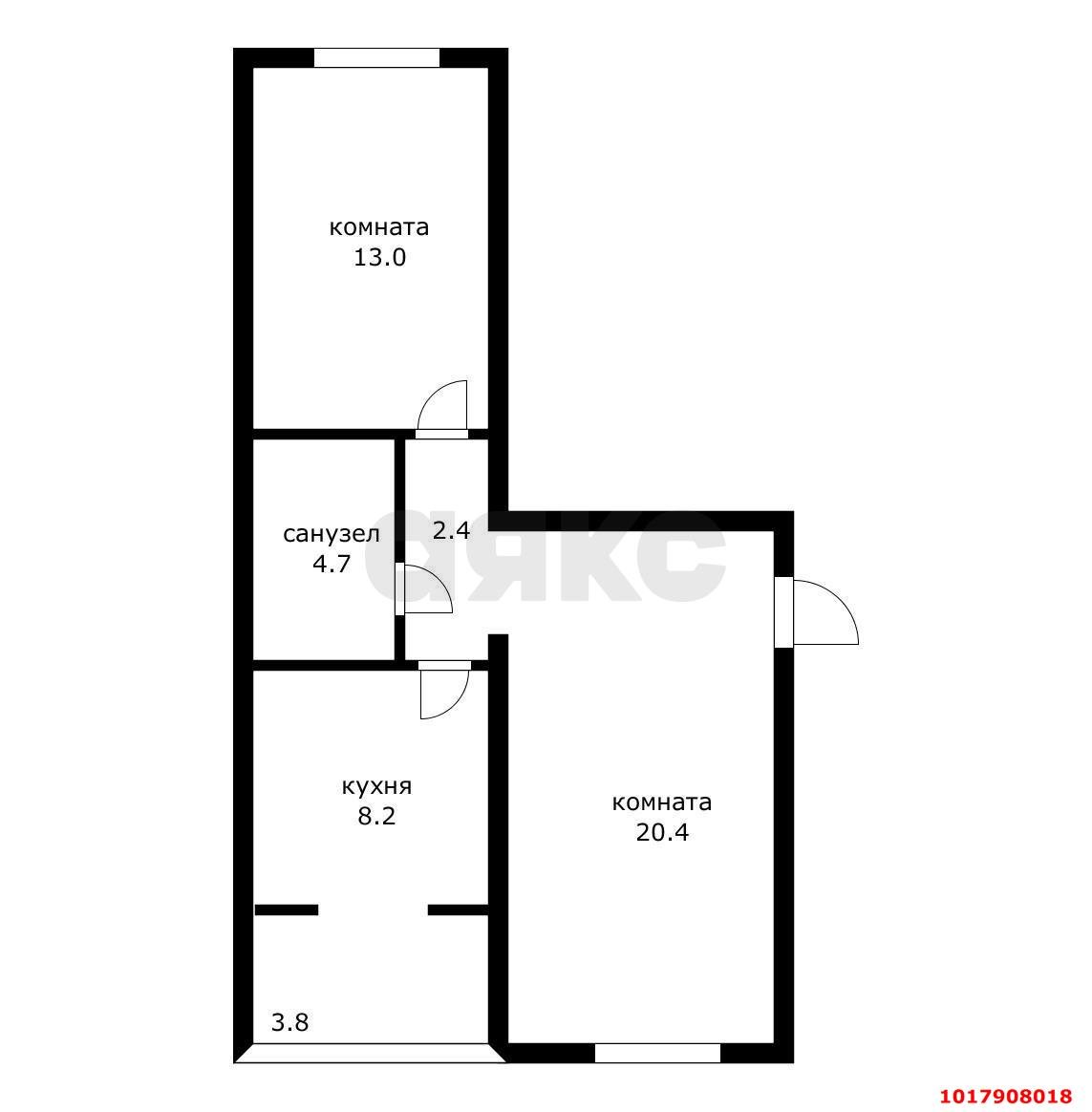 Фото №8: 2-комнатная квартира <span class="whitespace-nowrap">52 м²</span>, <span class="whitespace-nowrap">6/6 эт.</span> - Яблоновский, ул. Лаухина, 2