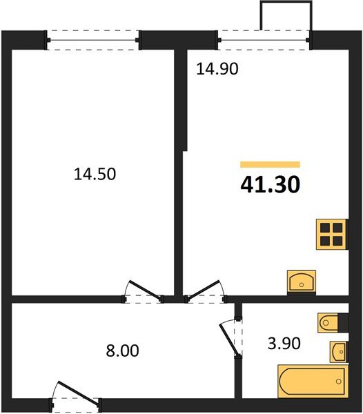 Фото №1: 1-комнатная квартира <span class="whitespace-nowrap">41 м²</span>, <span class="whitespace-nowrap">2/9 эт.</span> - Краснодар, Прикубанский внутригородской округ, мкр. Парк Победы