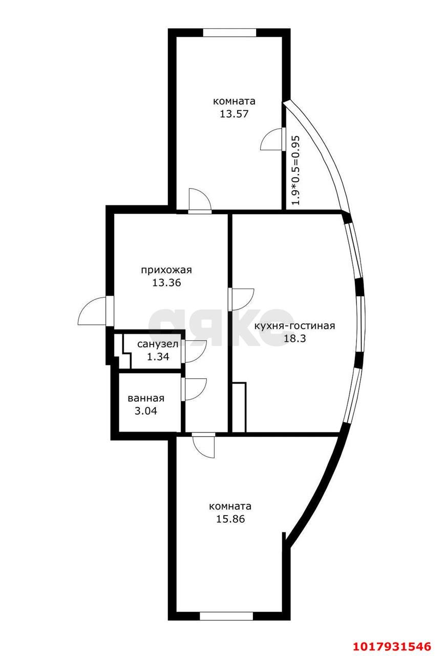 Фото №6: 2-комнатная квартира <span class="whitespace-nowrap">66 м²</span>, <span class="whitespace-nowrap">3/19 эт.</span> - Краснодар, Прикубанский внутригородской округ, имени Петра Метальникова, мкр. ЖК Лучший, ул. Ростовское шоссе, 30/7к3
