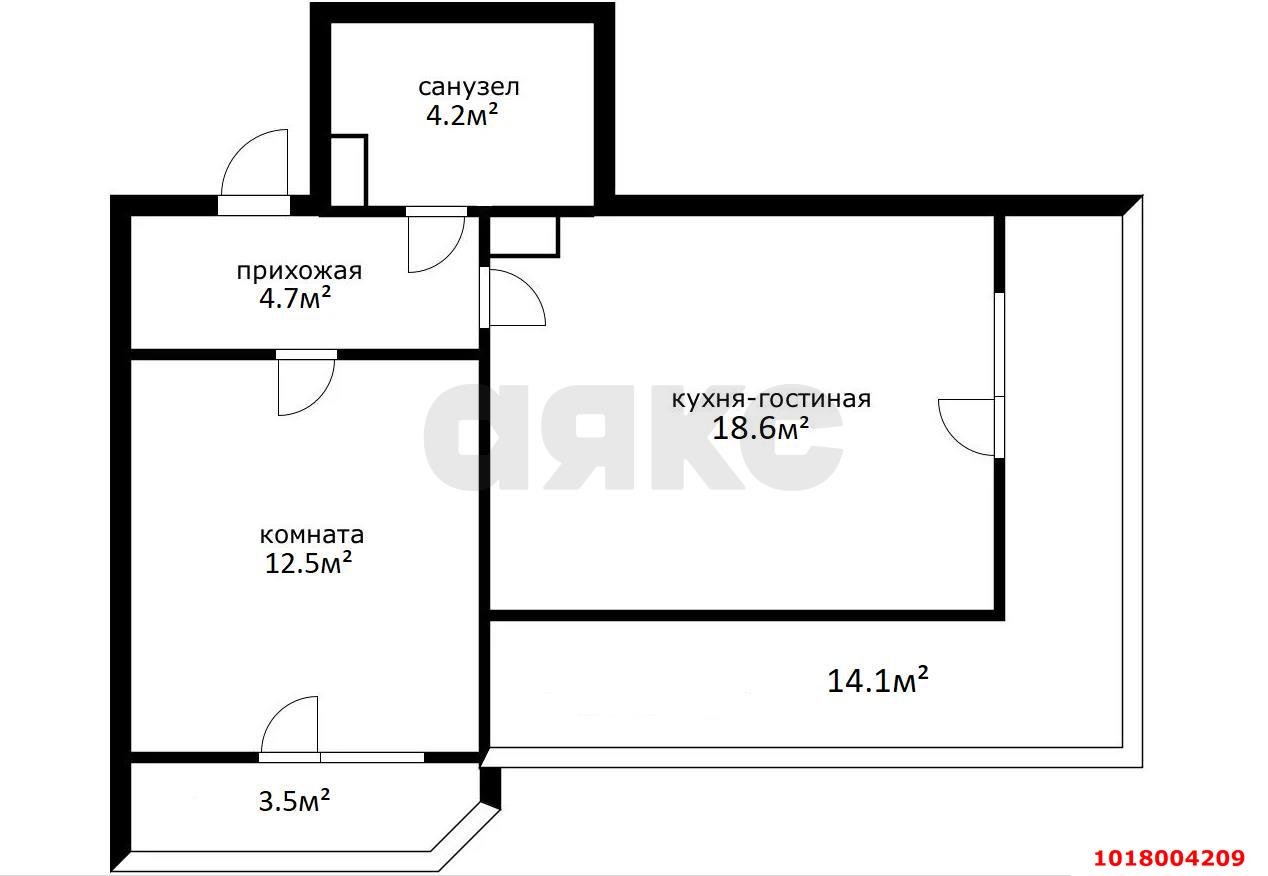 Фото №2: 1-комнатная квартира <span class="whitespace-nowrap">59 м²</span>, <span class="whitespace-nowrap">6/24 эт.</span> - Краснодар, Карасунский внутригородской округ, Камвольно-суконный Комбинат, мкр. ЖК Урал, ул. Уральская, 87/7