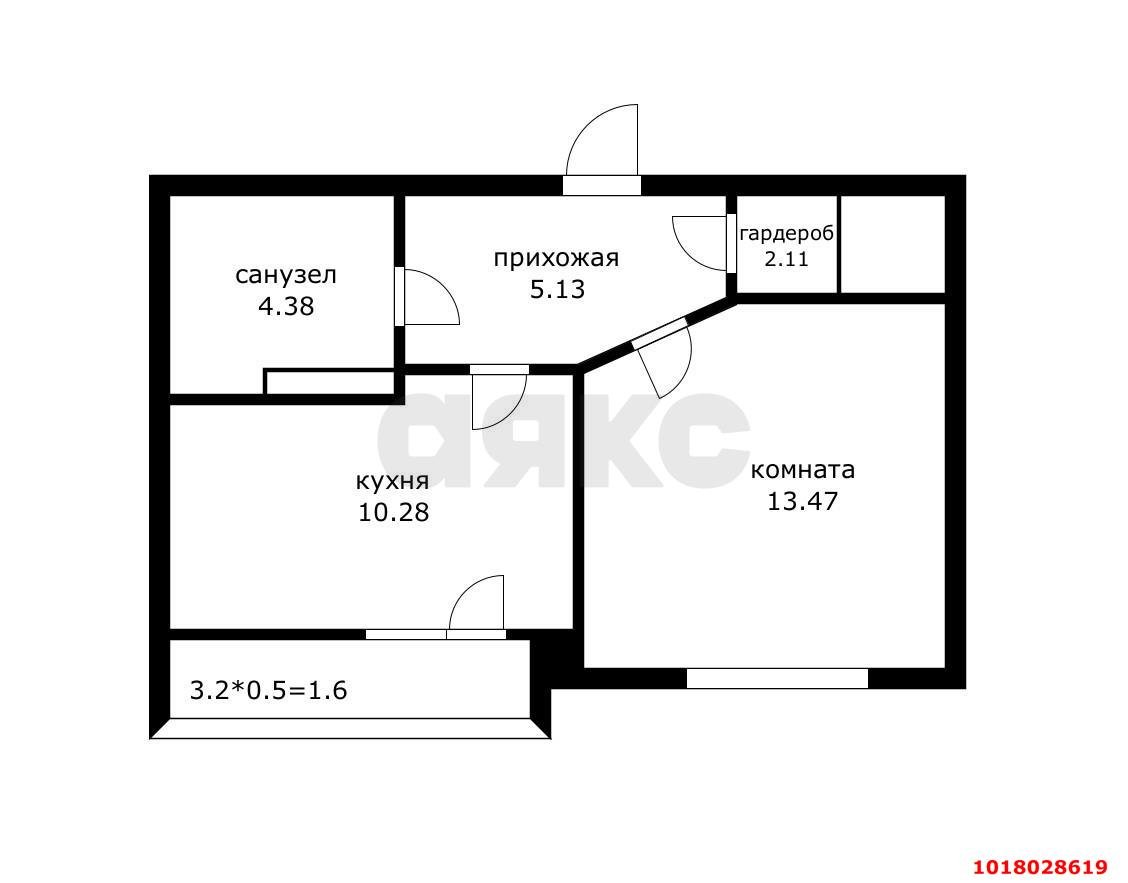 Фото №6: 1-комнатная квартира <span class="whitespace-nowrap">35 м²</span>, <span class="whitespace-nowrap">9/12 эт.</span> - Краснодар, Прикубанский внутригородской округ, Славянский, мкр. Светлоград, ул. Красных Партизан, 1/4к2