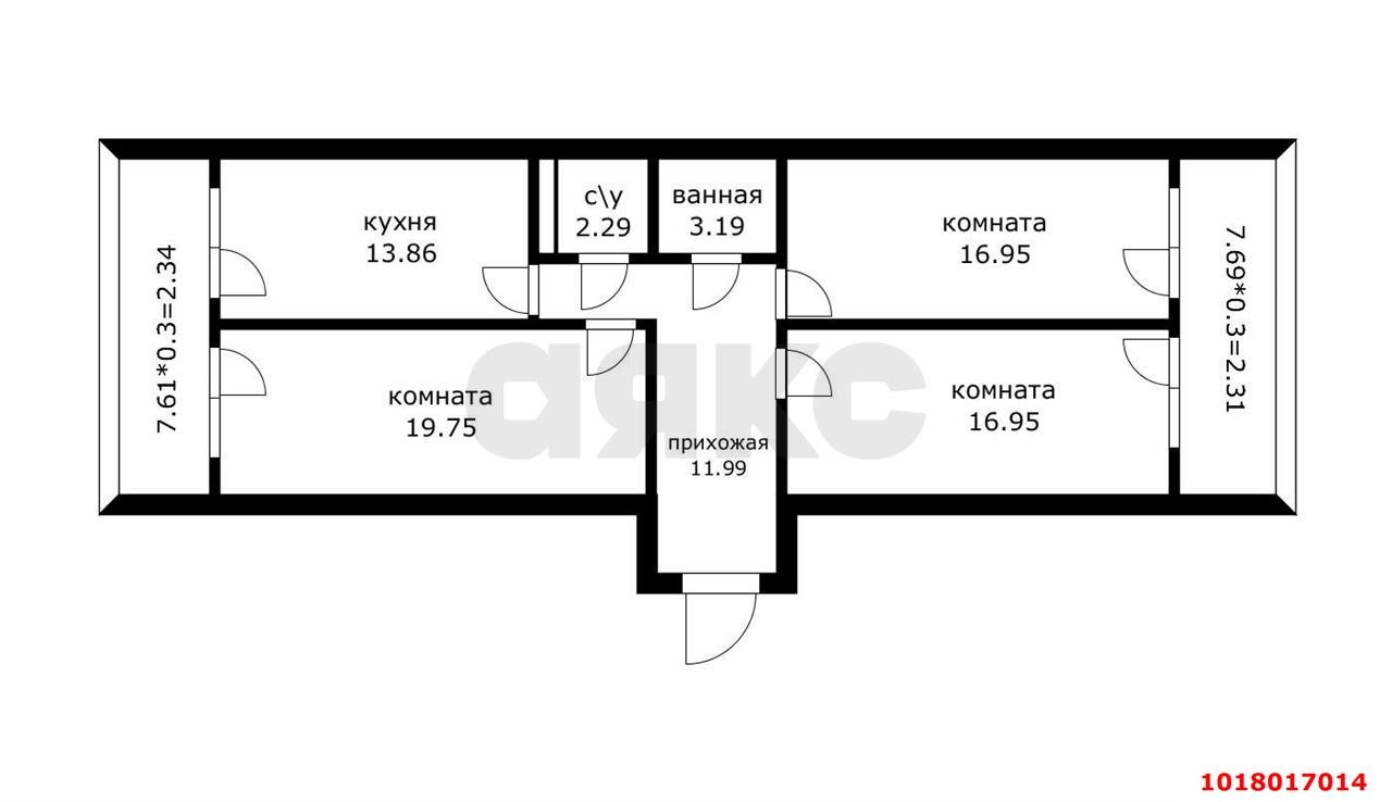 Фото №4: 3-комнатная квартира <span class="whitespace-nowrap">90 м²</span>, <span class="whitespace-nowrap">16/24 эт.</span> - Краснодар, Карасунский внутригородской округ, жилой комплекс На Магистральной, мкр. Камвольно-суконный Комбинат, ул. Магистральная, 11