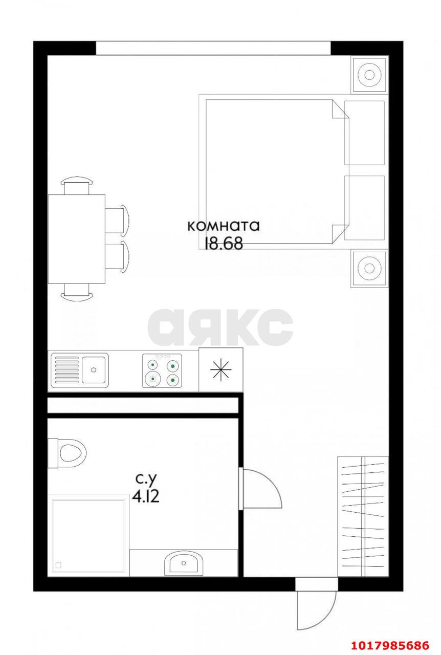 Фото №14: Студия <span class="whitespace-nowrap">24 м²</span>, <span class="whitespace-nowrap">6/16 эт.</span> - Краснодар, Центральный внутригородской округ, мкр. Черёмушки, ул. Обрывная, 132/1к6