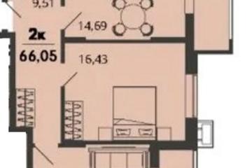 Фото №1: 2-комнатная квартира <span class="whitespace-nowrap">66 м²</span>, <span class="whitespace-nowrap">8/9 эт.</span> - Знаменский, мкр. Родные Просторы,