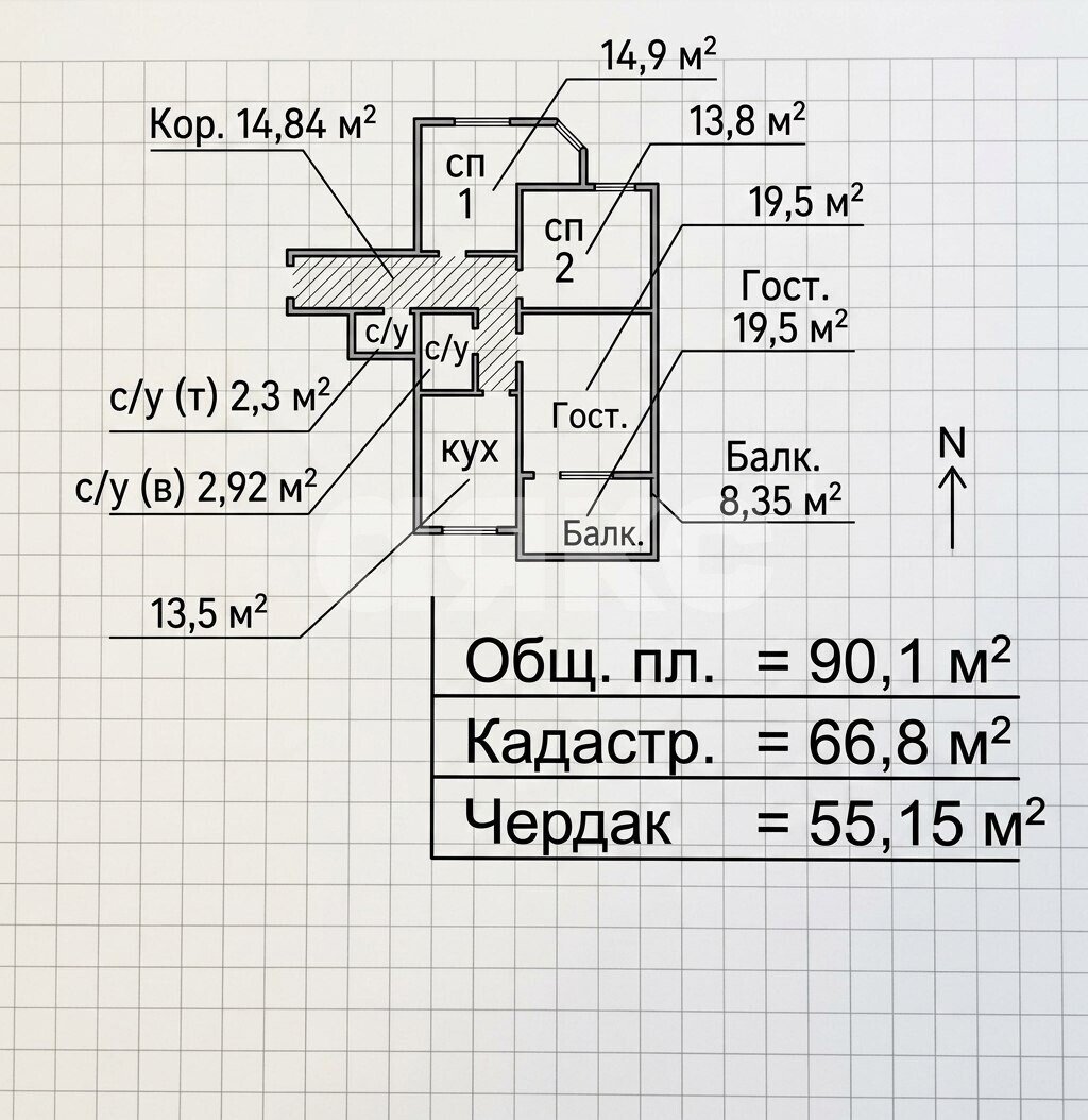 Фото №10: 3-комнатная квартира <span class="whitespace-nowrap">86 м²</span>, <span class="whitespace-nowrap">13/13 эт.</span> - Сочи, Центральный, мкр. Заречный, ул. Вишнёвая, 31