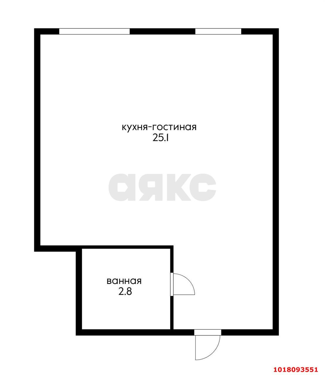 Фото №8: Студия <span class="whitespace-nowrap">27 м²</span>, <span class="whitespace-nowrap">-1/6 эт.</span> - Краснодар, мкр. Прикубанский внутригородской округ, ул. имени Ивана Лотышева, 17