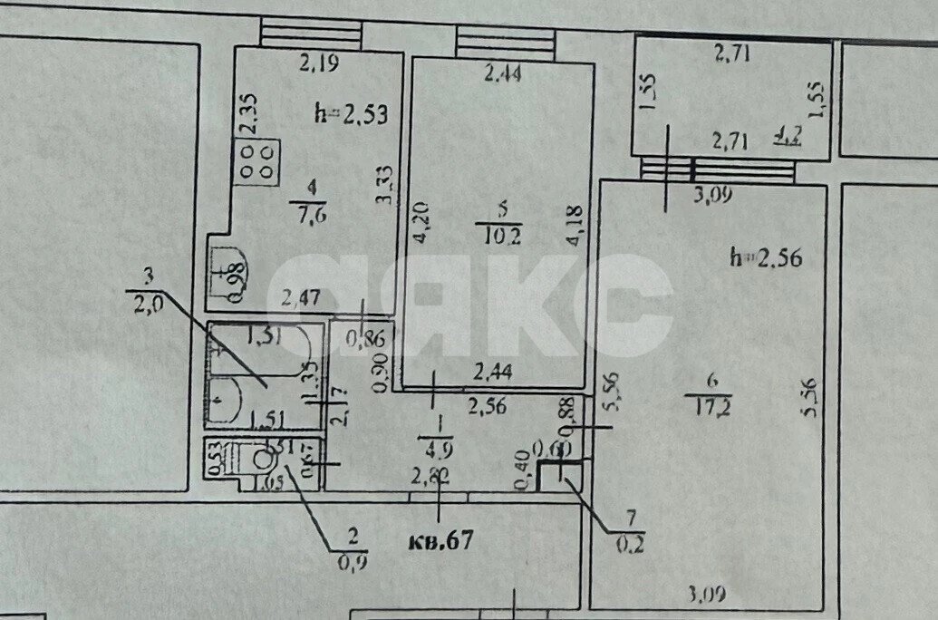 Фото №9: 2-комнатная квартира <span class="whitespace-nowrap">45 м²</span>, <span class="whitespace-nowrap">8/9 эт.</span> - Мариуполь, р. Жовтневый, пр-кт Металлургов, 71