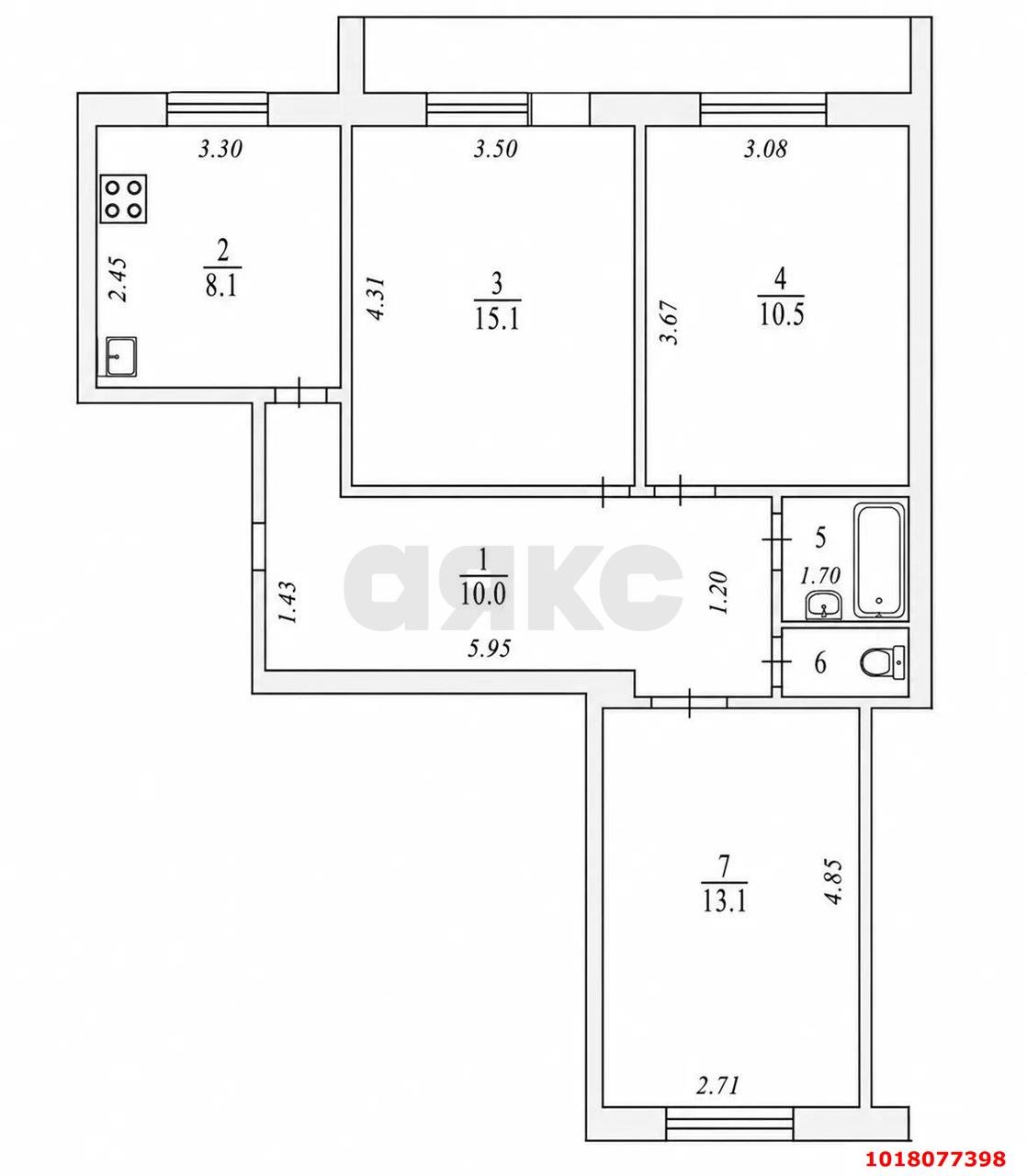 Фото №20: 3-комнатная квартира <span class="whitespace-nowrap">64 м²</span>, <span class="whitespace-nowrap">8/9 эт.</span> - Краснодар, Прикубанский внутригородской округ, мкр. 40 лет Победы, ул. имени 40-летия Победы, 146/6к2