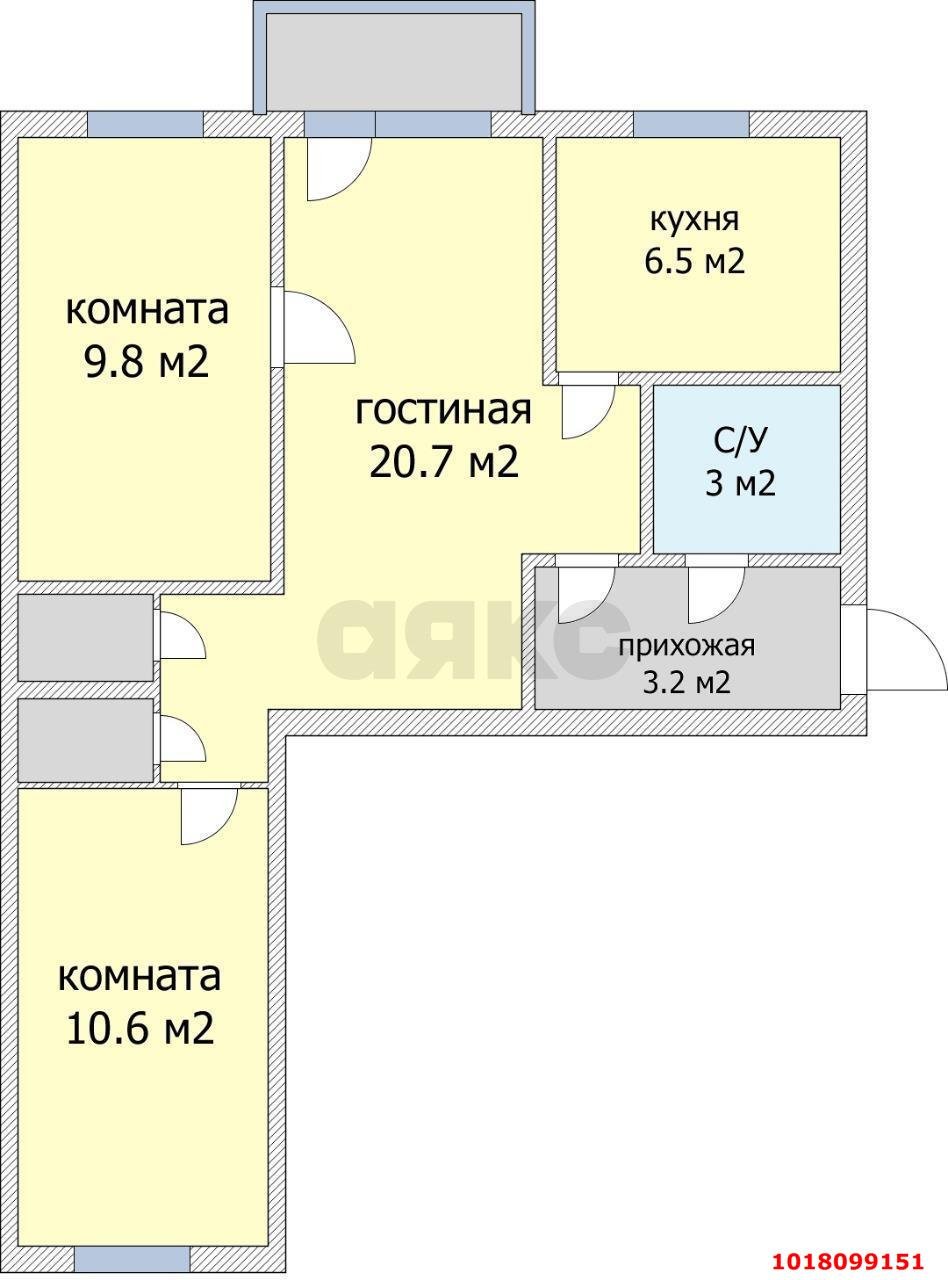 Фото №7: 3-комнатная квартира <span class="whitespace-nowrap">60 м²</span>, <span class="whitespace-nowrap">2/4 эт.</span> - Краснодар, Центральный внутригородской округ, мкр. Дубинка, ул. Воронежская, 40