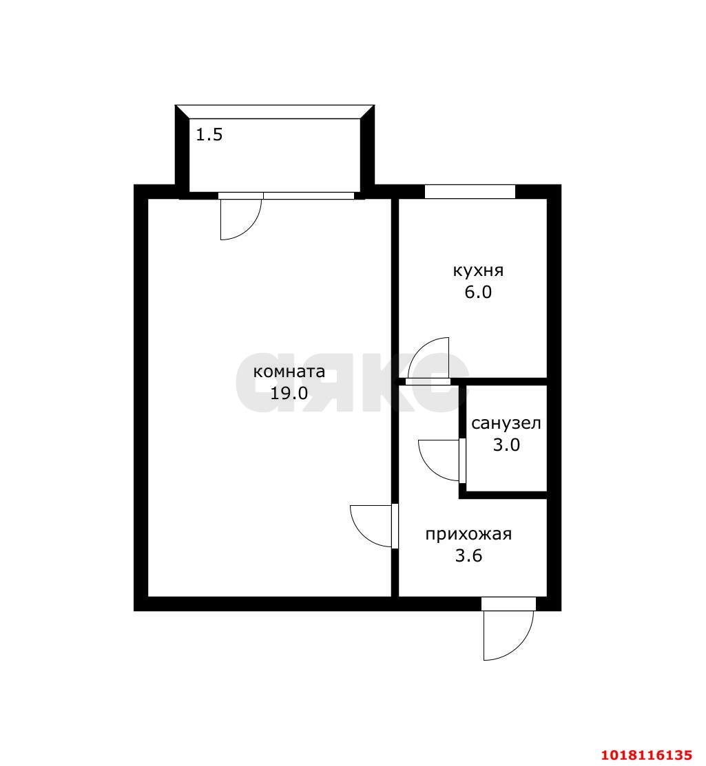 Фото №7: 1-комнатная квартира <span class="whitespace-nowrap">33 м²</span>, <span class="whitespace-nowrap">1/5 эт.</span> - Краснодар, Прикубанский внутригородской округ, мкр. Завод Измерительных Приборов, ул. Московская, 80