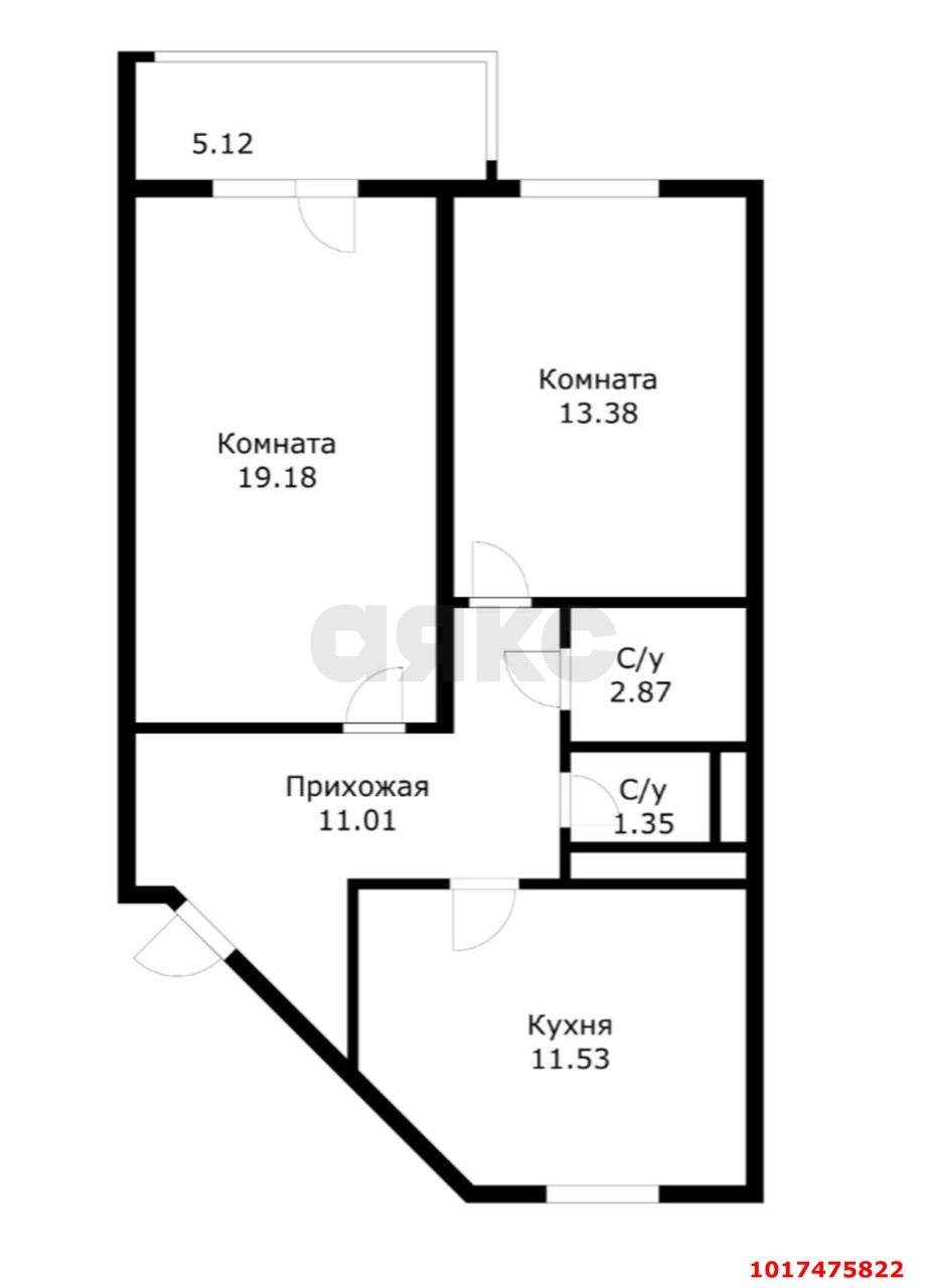 Фото №3: 2-комнатная квартира <span class="whitespace-nowrap">66 м²</span>, <span class="whitespace-nowrap">2/16 эт.</span> - Краснодар, Прикубанский внутригородской округ, Музыкальный, мкр. ЖК Жемчужина, ул. имени Ф.И. Шаляпина, 30/1к2